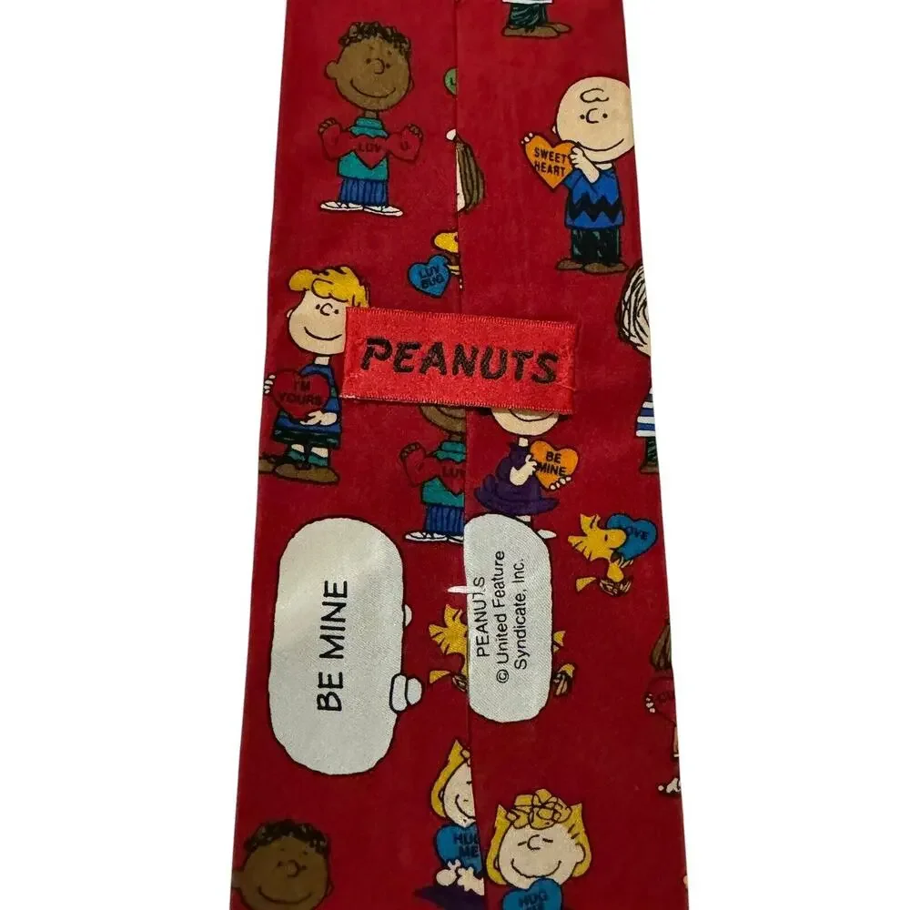 Peanuts Be Mine Valentines Conversation Hearts Vintage Necktie Silk Snoopy
